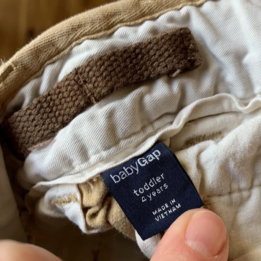 Baby Gap boy size 4 khaki cotton adjustable waist cargo shorts heavy duty VGUC